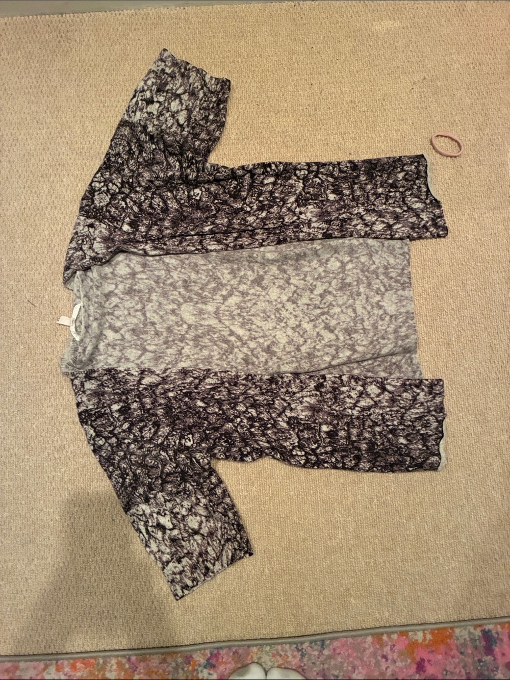 Lightweight Cashmere Black and Gray Open Cardigan